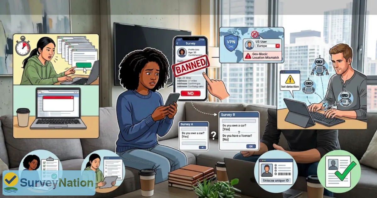 why survey accounts get banned
